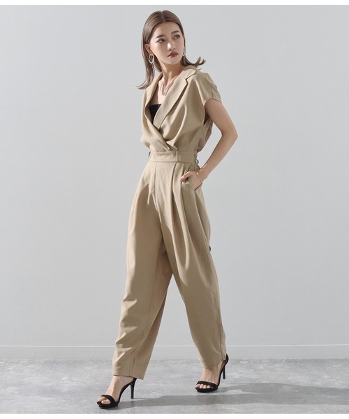 Alluge(アルージュ)の「テーラーコンビネゾン(つなぎ/オールインワン・レディース・ブラック/グレイッシュベージュ・FREE)」の8枚目の写真