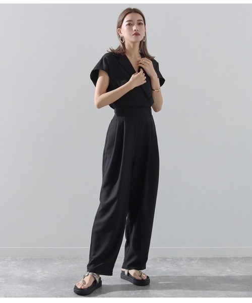 Alluge(アルージュ)の「テーラーコンビネゾン(つなぎ/オールインワン・レディース・ブラック/グレイッシュベージュ・FREE)」の5枚目の写真