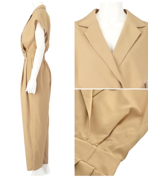 Alluge(アルージュ)の「テーラーコンビネゾン(つなぎ/オールインワン・レディース・ブラック/グレイッシュベージュ・FREE)」の12枚目の写真