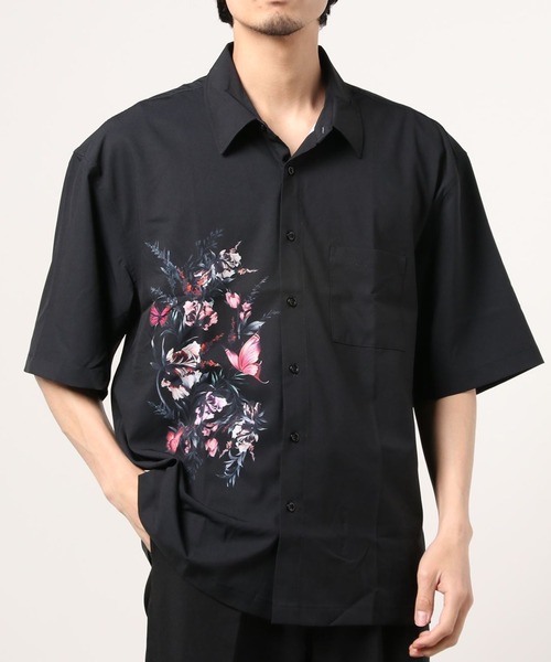 WESTSEA(ウエストシー)の「バックプリント バタフライ 花柄半袖シャツ/ローズシャツ(シャツ/ブラウス・メンズ・レッド/ブラック/ブルー/ホワイト・L/M/XL)」の6枚目の写真
