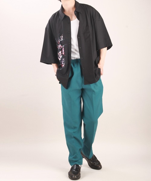WESTSEA(ウエストシー)の「バックプリント バタフライ 花柄半袖シャツ/ローズシャツ(シャツ/ブラウス・メンズ・レッド/ブラック/ブルー/ホワイト・L/M/XL)」の10枚目の写真