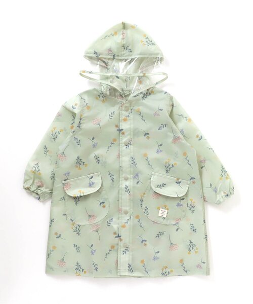 apres les cours（アプレレクール）の「ボタニカル柄ランドコート（レインコート/ポンチョ・キッズ・ミント/ピンク・130/100/110/120）」の2枚目の写真