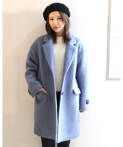 WHO'S WHO gallery（フーズフーギャラリー）の「スライバーBIGコート（チェスターコート・レディース・グレー/ベージュ/サックスブルー・FREE）」の3枚目の写真