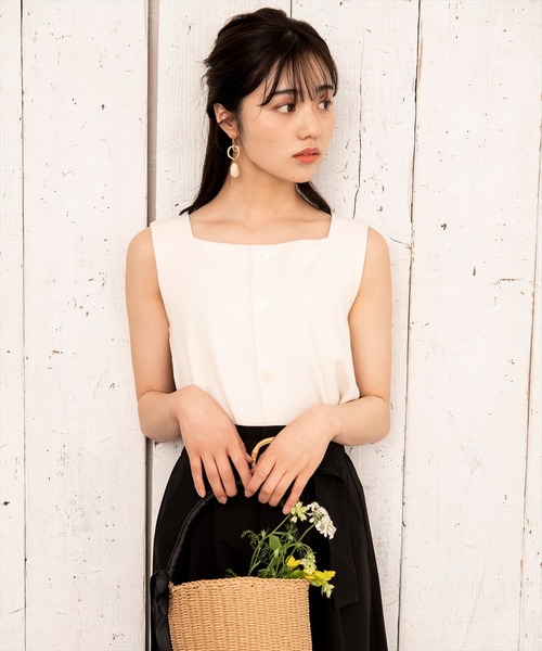 WILLSELECTION（ウィルセレクション）の「前後２wayリブタンクトップ（キャミソール・レディース・オフホワイト/ベージュ/ブラック・MEDIUM）」の2枚目の写真