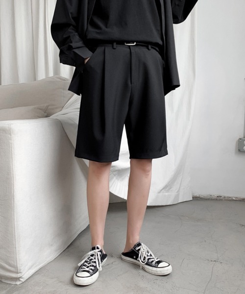 NOWLE（ノウル）の「【NOWLE】スラックス ハーフ ショーツ ショートパンツ（スラックス・メンズ・ブラック/オフホワイト・MEDIUM/LARGE/X-LARGE）」の5枚目の写真