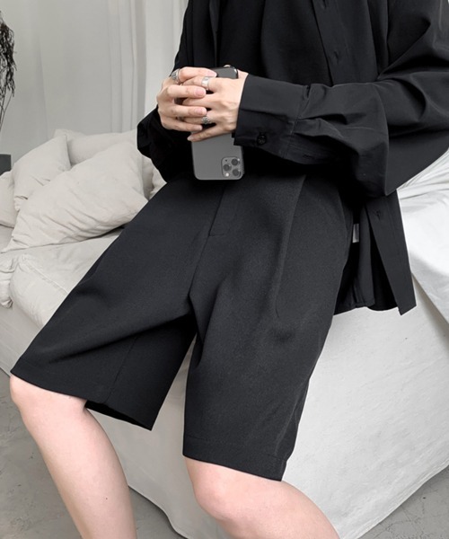 NOWLE（ノウル）の「【NOWLE】スラックス ハーフ ショーツ ショートパンツ（スラックス・メンズ・ブラック/オフホワイト・MEDIUM/LARGE/X-LARGE）」の6枚目の写真