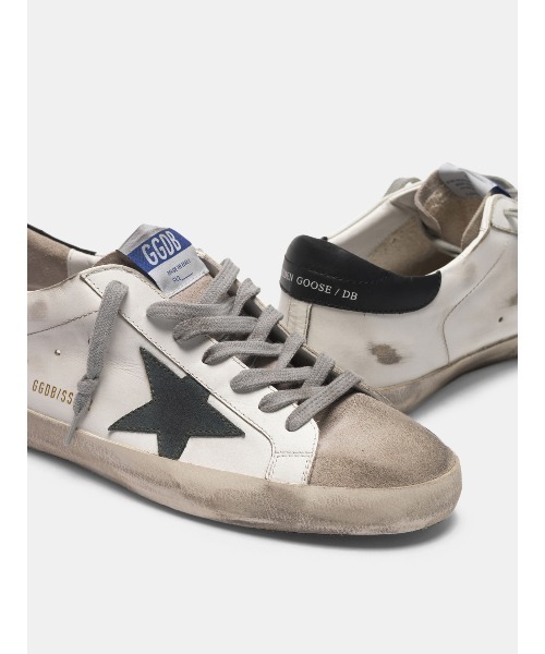 GOLDEN GOOSE(ゴールデングース)の「GOLDEN GOOSE Super-Star sneakers white leather-green suede star-black heel tab(スニーカー・メンズ・ホワイト系その他・43/42/41/39)」の4枚目の写真