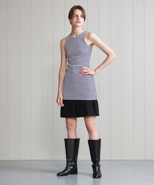 ＜H＞COTTON BORDER BODYCON TANK TOP/タンクトップ