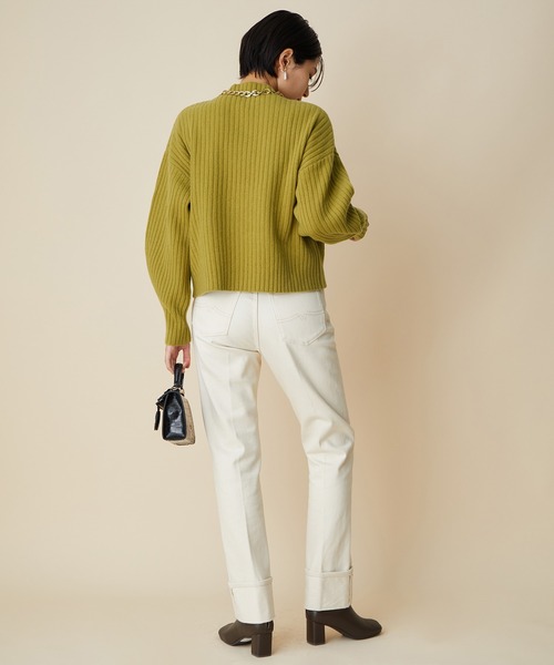 MADEMOISELLE ROPE'（マドモアゼル ロペ）の「タスマニアハイネックニットプルオーバー（ニット/セーター・レディース・ブラック/オリーブ・38）」の9枚目の写真