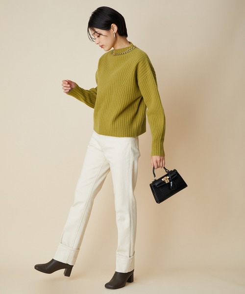 MADEMOISELLE ROPE'（マドモアゼル ロペ）の「タスマニアハイネックニットプルオーバー（ニット/セーター・レディース・ブラック/オリーブ・38）」の5枚目の写真