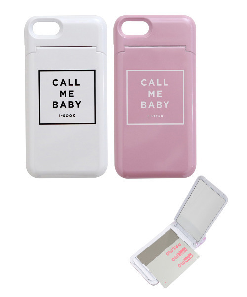 ISOOK(アイスー)の「CALL ME BABY カードケース&ミラー付きiPhoneケース(スマホケース/カバー・レディース・ホワイト/ピンク・6/10/7/5)」の3枚目の写真