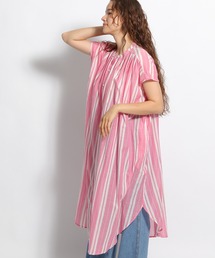 niko and... | ストライプ柄ギャザーワンピース(ワンピース)