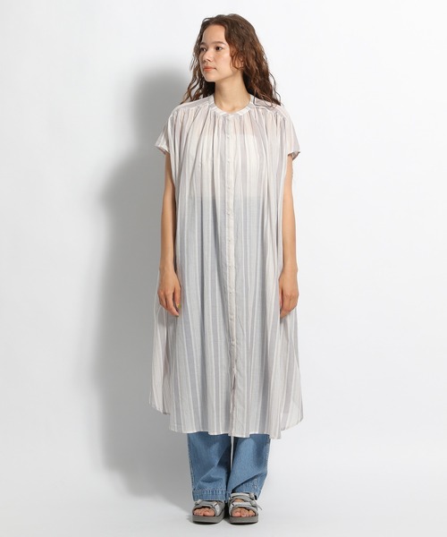 niko and...（ニコアンド）の「ストライプ柄ギャザーワンピース（ワンピース・レディース・レッド/ベージュ/ブルー・FREE）」の7枚目の写真