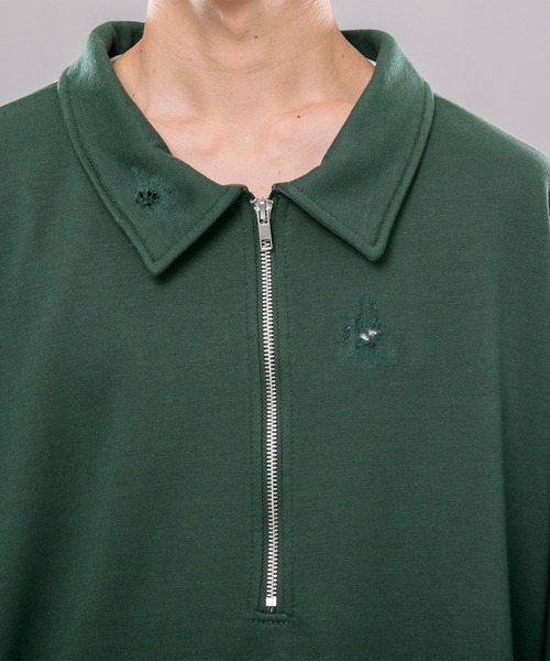 kutir（クティール）の「裏毛ダメージハーフジップポロシャツ（ポロシャツ・メンズ・グリーン/マスタード/ダークブルー・MEDIUM/LARGE）」の21枚目の写真