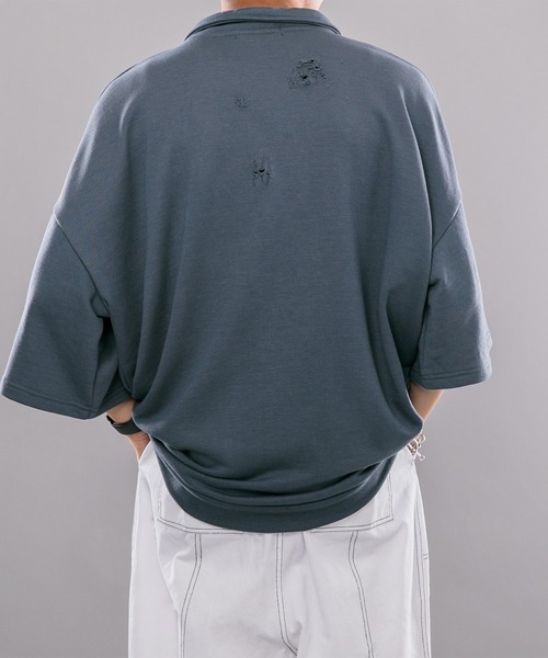 kutir（クティール）の「裏毛ダメージハーフジップポロシャツ（ポロシャツ・メンズ・グリーン/マスタード/ダークブルー・MEDIUM/LARGE）」の18枚目の写真