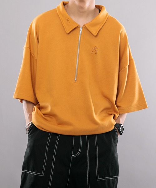 kutir（クティール）の「裏毛ダメージハーフジップポロシャツ（ポロシャツ・メンズ・グリーン/マスタード/ダークブルー・MEDIUM/LARGE）」の11枚目の写真
