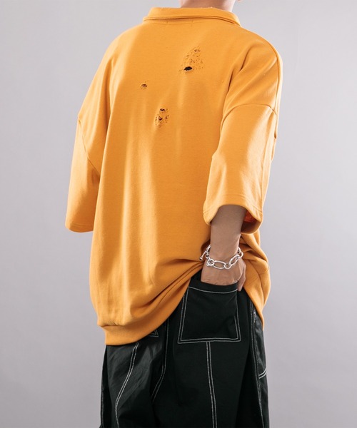 kutir（クティール）の「裏毛ダメージハーフジップポロシャツ（ポロシャツ・メンズ・グリーン/マスタード/ダークブルー・MEDIUM/LARGE）」の7枚目の写真