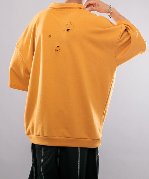 kutir（クティール）の「裏毛ダメージハーフジップポロシャツ（ポロシャツ・メンズ・グリーン/マスタード/ダークブルー・MEDIUM/LARGE）」の15枚目の写真