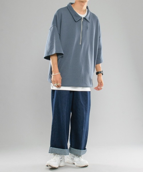 kutir（クティール）の「裏毛ダメージハーフジップポロシャツ（ポロシャツ・メンズ・グリーン/マスタード/ダークブルー・MEDIUM/LARGE）」の13枚目の写真