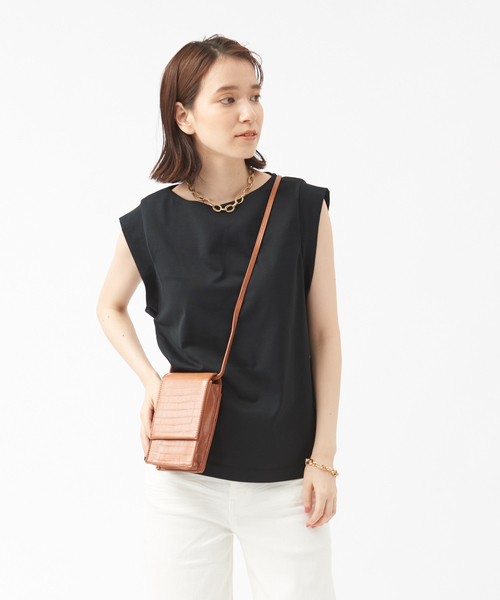 Abahouse Devinette（ドゥヴィネット）の「【Avancer】型押しショルダーミニスマートウォレット（ショルダーバッグ・レディース・ブラック/ベージュ/グリーン/キャメル・フリー）」の4枚目の写真