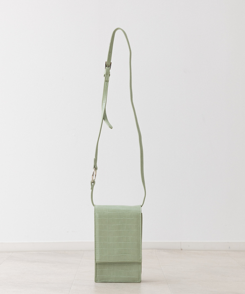 Abahouse Devinette（ドゥヴィネット）の「【Avancer】型押しショルダーミニスマートウォレット（ショルダーバッグ・レディース・ブラック/ベージュ/グリーン/キャメル・フリー）」の3枚目の写真