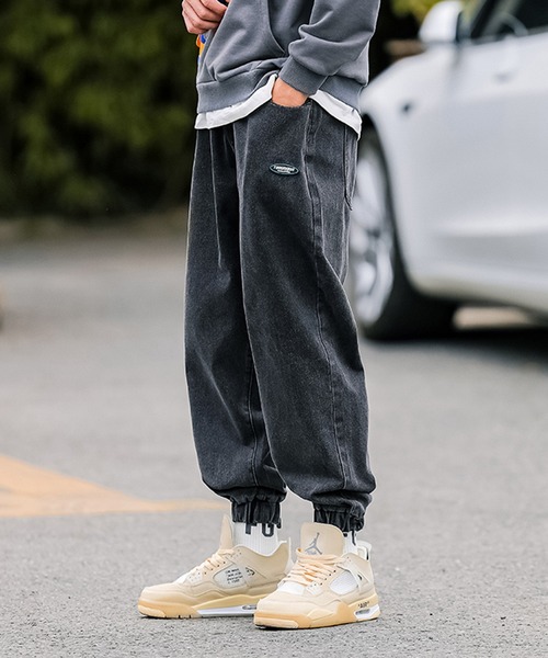 HOOK(フック)の「【HOOK】【新作】ウォッシュ裾ゴム入りデニムカーゴパンツ(カーゴパンツ・メンズ・ブルー/ブラック・L/XL/M/XXL)」の3枚目の写真