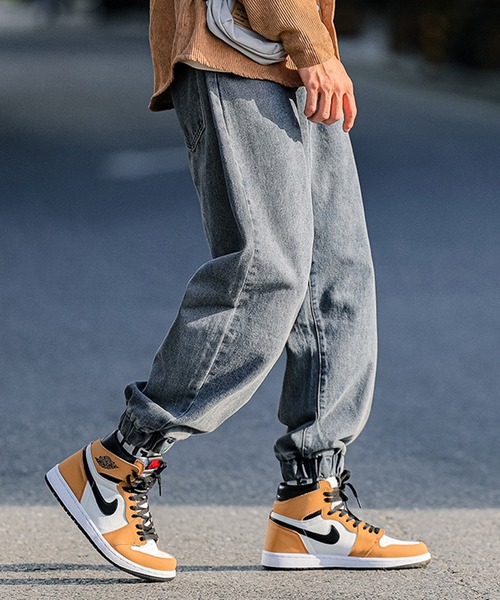 HOOK(フック)の「【HOOK】【新作】ウォッシュ裾ゴム入りデニムカーゴパンツ(カーゴパンツ・メンズ・ブルー/ブラック・L/XL/M/XXL)」の4枚目の写真