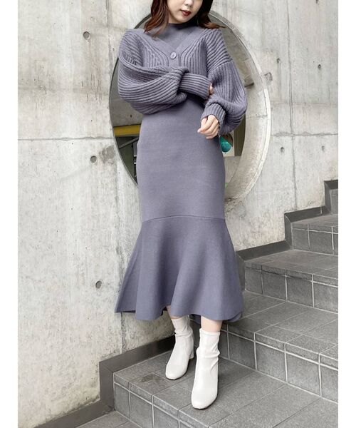 MERCURYDUO(マーキュリーデュオ)の「3WAYバックディティールカーデセットニットワンピース(ワンピース・レディース・アイボリー/ブルー/ブラウン/ベージュ/ラベンダー/ミント・SMALL/MEDIUM)」の19枚目の写真