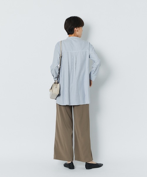un dix cors（アンディコール）の「上品な印象を演出 ストライプパール釦チュニック（シャツ/ブラウス・レディース・オフホワイト/カーキ/ネイビー・FREE）」の21枚目の写真