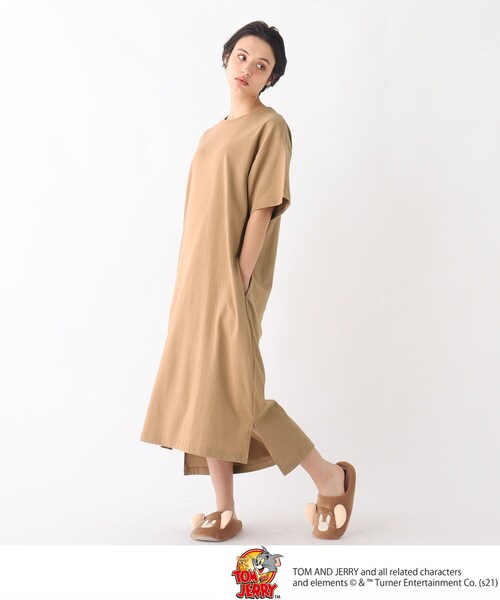 コラボ トムとジェリー バックプリントロングtシャツワンピース