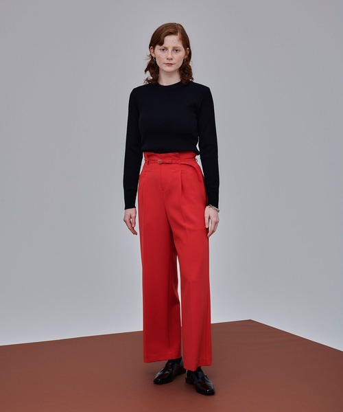 UNITED TOKYO（ユナイテッドトウキョウ）の「ワンタックセミワイドパンツ（スラックス・レディース・ブラック/レッド/アイボリー・1/2/3）」の7枚目の写真