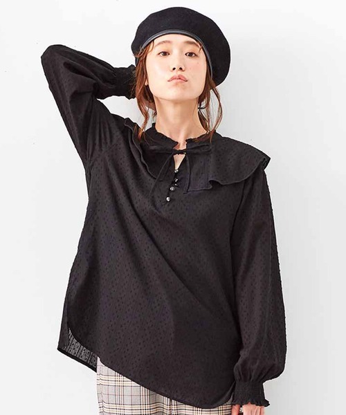 Live in comfort(リブインコンフォート)の「リブ イン コンフォート はまじとコラボ 大人が素敵に着られる 衿付きブラウス(シャツ/ブラウス・レディース・ホワイト/ブラック・XX-LARGE/LARGE/MEDIUM/X-LARGE/SMALL)」の1枚目の写真