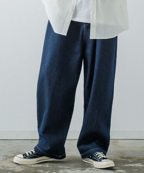 improves(インプローブス)の「10oz バルーンシルエット ワイド デニムパンツ(デニムパンツ・メンズ・ライトブルー/ワンウォッシュ/ブルー/キナリ/ネイビー/スカイブルー/ブラック・LARGE/MEDIUM)」の7枚目の写真