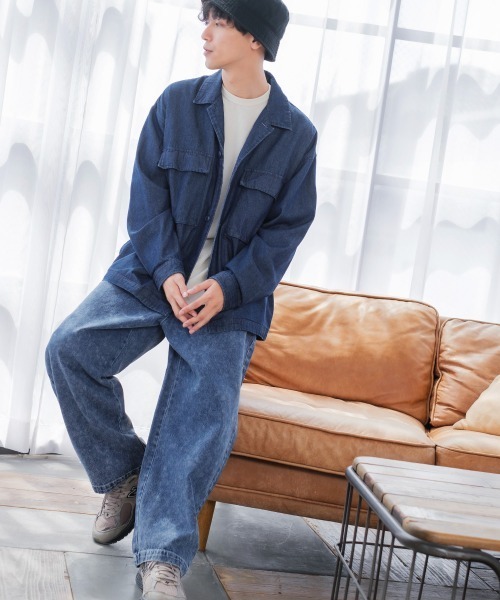 improves(インプローブス)の「10oz バルーンシルエット ワイド デニムパンツ(デニムパンツ・メンズ・ライトブルー/ワンウォッシュ/ブルー/キナリ/ネイビー/スカイブルー/ブラック・LARGE/MEDIUM)」の8枚目の写真