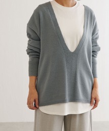 BONbazaar | 《2点セットアイテム》深Vニット+ロングスリーブTシャツ(ニット/セーター)