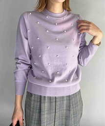 パールビーズ長袖ニット