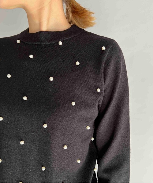 PICCIN（ピッチン）の「パールビーズ長袖ニット（ニット/セーター・レディース・オフホワイト/ライトブルー/ラベンダー/ブラック・M）」の3枚目の写真