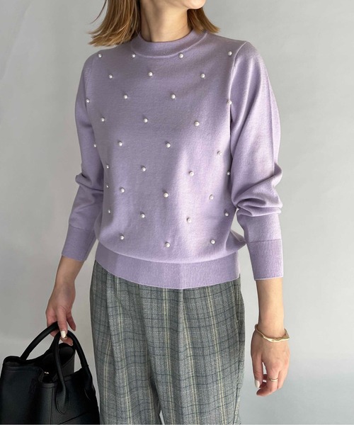 PICCIN（ピッチン）の「パールビーズ長袖ニット（ニット/セーター・レディース・オフホワイト/ライトブルー/ラベンダー/ブラック・M）」の15枚目の写真