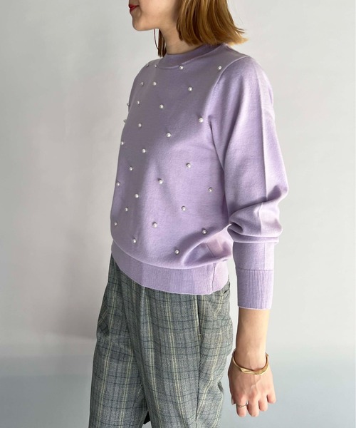 PICCIN（ピッチン）の「パールビーズ長袖ニット（ニット/セーター・レディース・オフホワイト/ライトブルー/ラベンダー/ブラック・M）」の16枚目の写真
