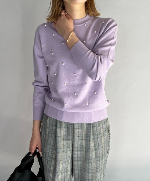 PICCIN（ピッチン）の「パールビーズ長袖ニット（ニット/セーター・レディース・オフホワイト/ライトブルー/ラベンダー/ブラック・M）」の18枚目の写真