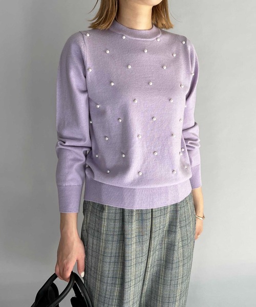 PICCIN（ピッチン）の「パールビーズ長袖ニット（ニット/セーター・レディース・オフホワイト/ライトブルー/ラベンダー/ブラック・M）」の14枚目の写真