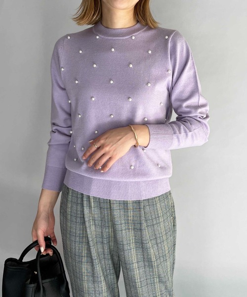 PICCIN（ピッチン）の「パールビーズ長袖ニット（ニット/セーター・レディース・オフホワイト/ライトブルー/ラベンダー/ブラック・M）」の19枚目の写真