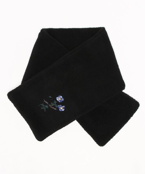 SUPER HAKKA（スーパーハッカ）の「ハンドタッチポピー刺しゅうボアストール（ストール/ショール・レディース・キャメル/ブラック/ベージュ・FREE）」の2枚目の写真