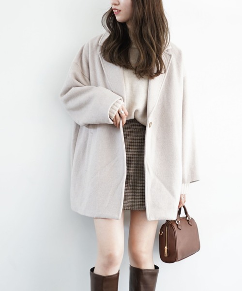 archives（アルシーヴ）の「ウールチェスターミドルコート（チェスターコート・レディース・ブラック/グリーン/モカ/グレイッシュベージュ・MEDIUM）」の3枚目の写真