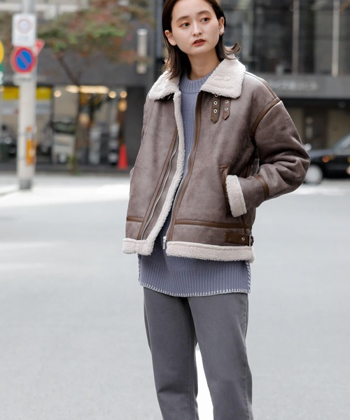 SENSE OF PLACE by URBAN RESEARCH(センスオブプレイスバイアーバンリサーチ)の「ボンバージャケット(ブルゾン・レディース・ブラウン/モカ/ライトベージュ/ブラック・ONE)」の4枚目の写真