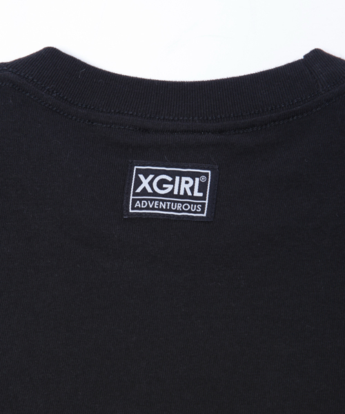 X-girl（エックスガール）の「ADVENTURE LOGO S/S BIG TEE（Tシャツ/カットソー・レディース・ホワイト/ブラック・ONE SIZE）」の5枚目の写真