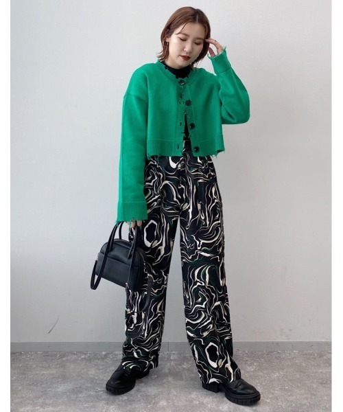 PAGEBOY（ページボーイ）の「WEB限定アイテム / ダメージショートカーディガン（カーディガン/ボレロ・レディース・グリーン/ピンク/ホワイト×ブラック/ブラック/ブルー・FREE）」の6枚目の写真