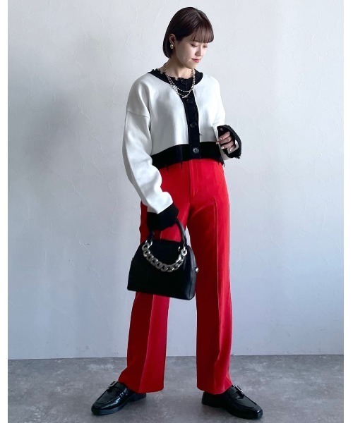 PAGEBOY（ページボーイ）の「WEB限定アイテム / ダメージショートカーディガン（カーディガン/ボレロ・レディース・グリーン/ピンク/ホワイト×ブラック/ブラック/ブルー・FREE）」の8枚目の写真