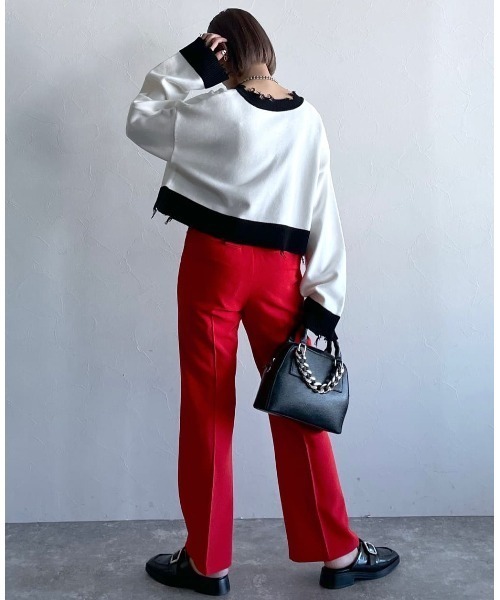 PAGEBOY（ページボーイ）の「WEB限定アイテム / ダメージショートカーディガン（カーディガン/ボレロ・レディース・グリーン/ピンク/ホワイト×ブラック/ブラック/ブルー・FREE）」の7枚目の写真