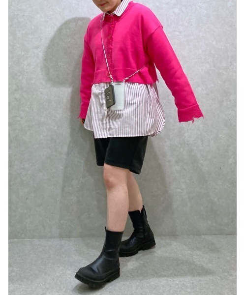 PAGEBOY（ページボーイ）の「WEB限定アイテム / ダメージショートカーディガン（カーディガン/ボレロ・レディース・グリーン/ピンク/ホワイト×ブラック/ブラック/ブルー・FREE）」の13枚目の写真